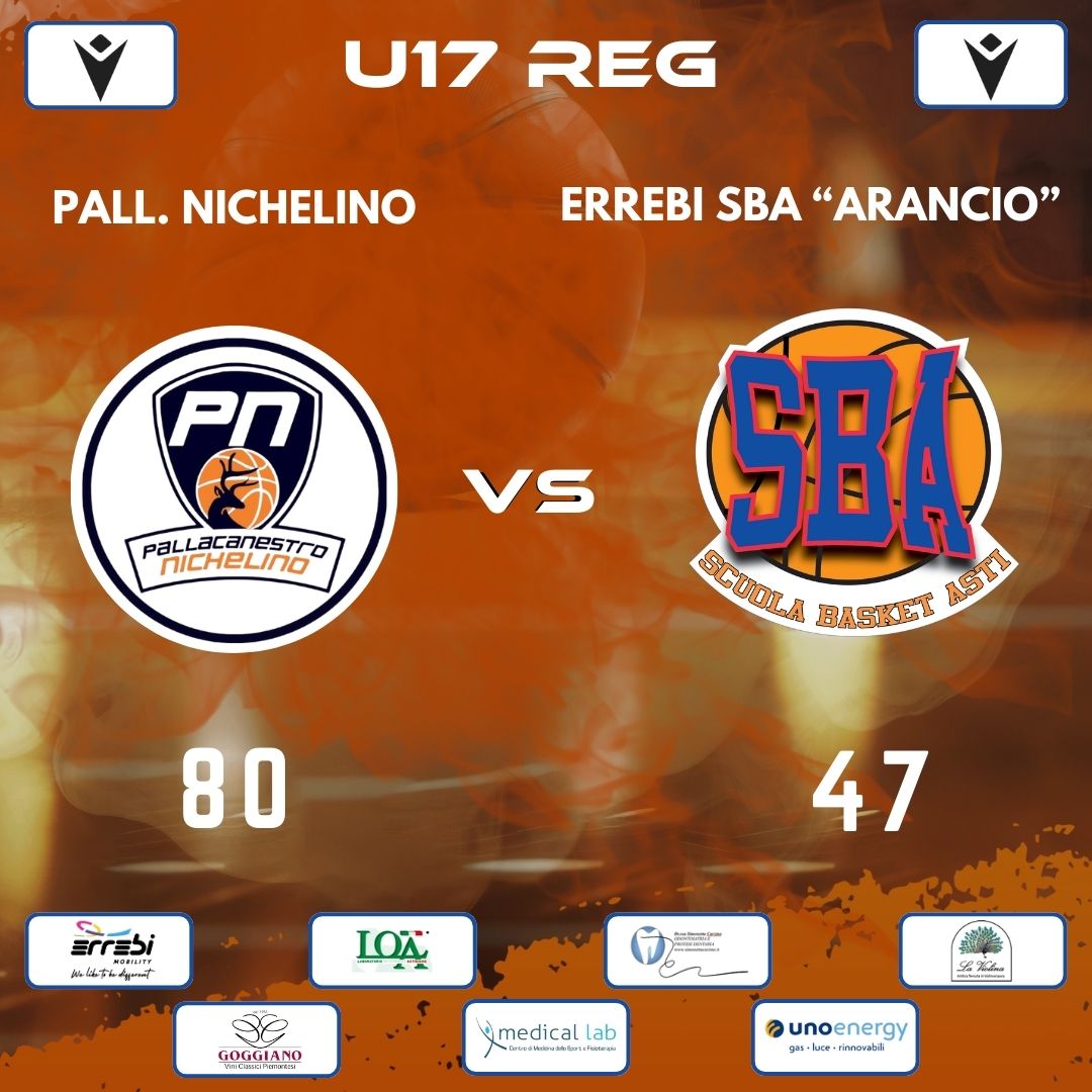 Under 17 Regionale: la Errebi SBA “Arancio” cade a Nichelino